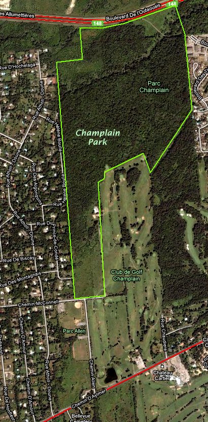 Google Satellite Map of the Champlain Park Area