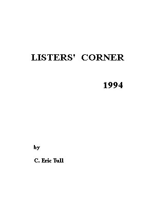 Listers' Corner 1994 Cover