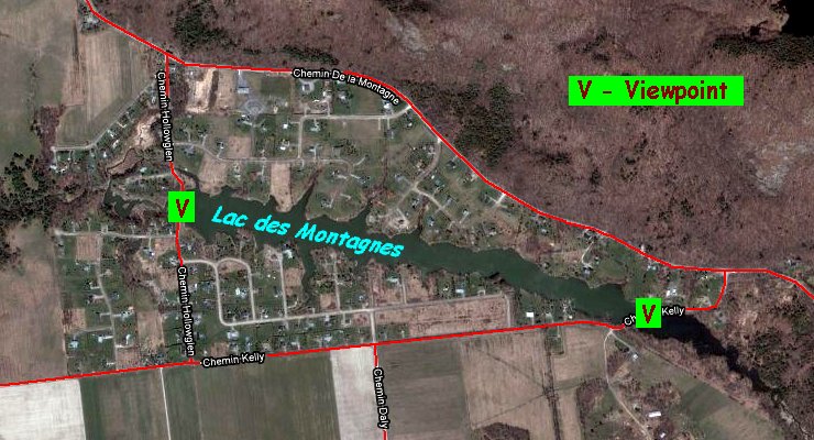 Google Satellite Image Map of the Lac des Montagnes Area