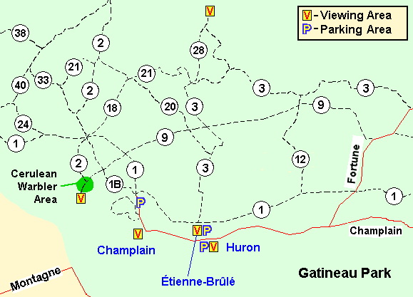 Map of the Champlain Lookout area, Gatineau Park