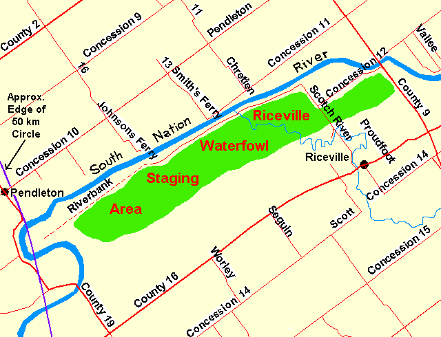Map of the South Nation River north and west of Riceville