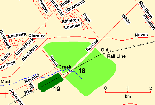 Map of the Kemp Road area.