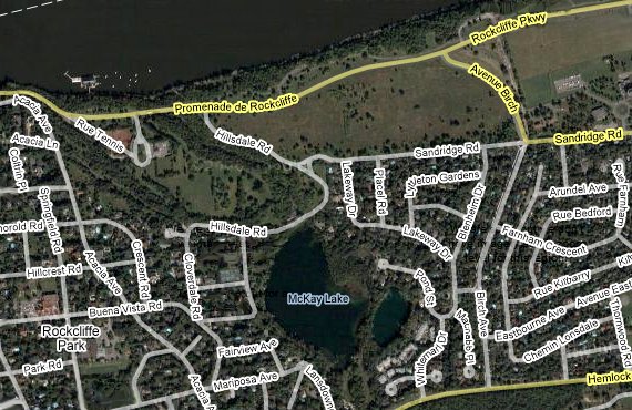 Google Satelitte Map of Rockcliffe Park East