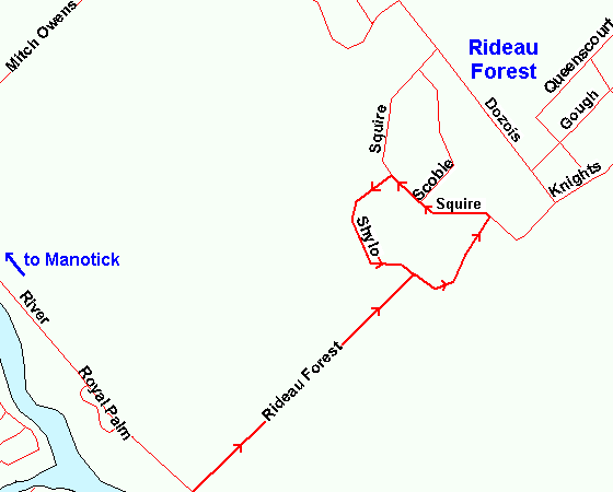 Map of the Rideau Forest subdivision area