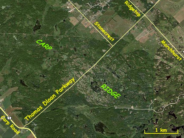 Google Satellite Map of Carp Ridge on Thomas Dolan Parkway Area
