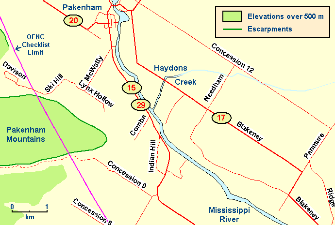 Map of the Ski Hill Road - Mount Pakenham area