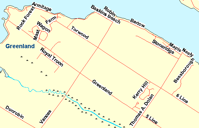 Map of Constance Creek at Vance's Side Road