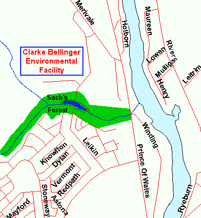 Map of the Clarke Bellinger Environmental Facility area