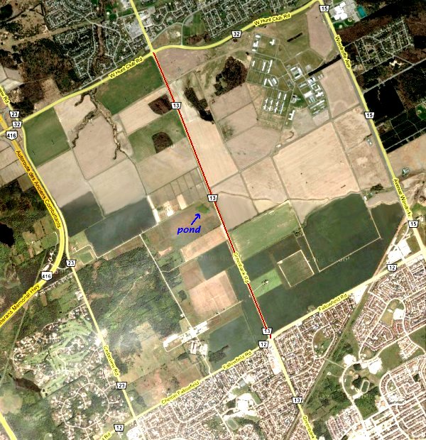 Google Satellite Map of Greenbank Road at West Hunt Club Area