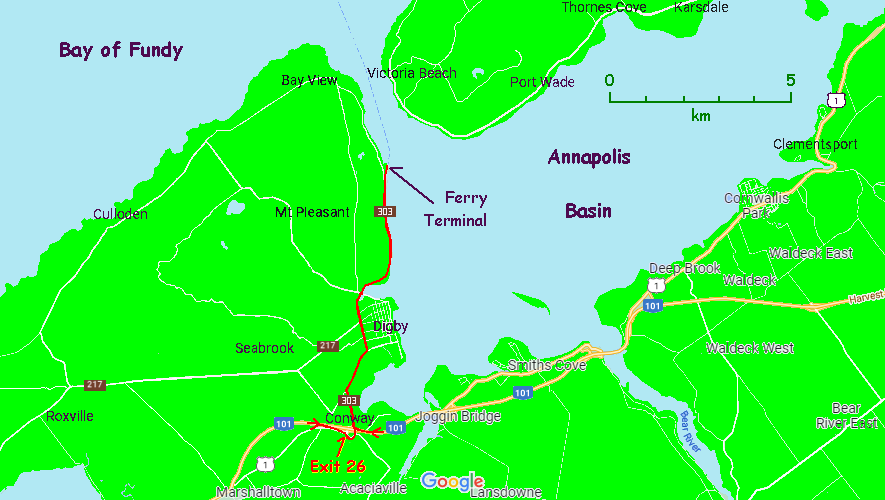 Location Map of the Digby ferry dock