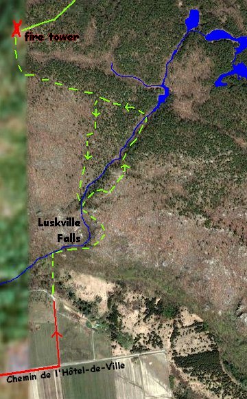 Google Satellite Image Map of the Luskville Falls Trail Area