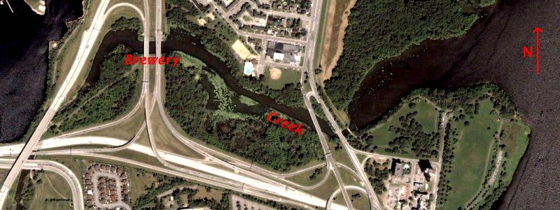 Google Satellite View of the Northern Portion of Brewery Creek