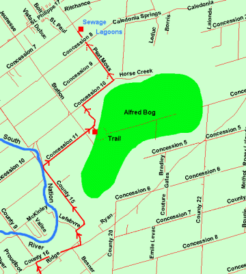 Map of Alfred Bog and Area