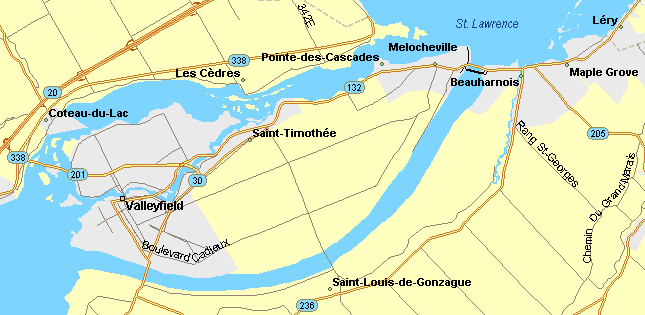 Map of the Beauharnois Dam Area