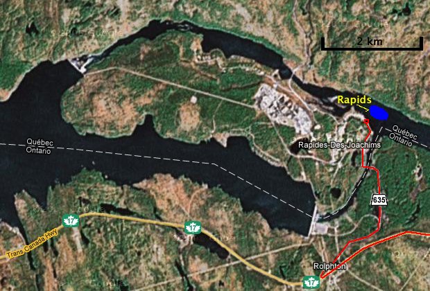 Google Satellite Image Map of the Rapides-des-Joachims Area