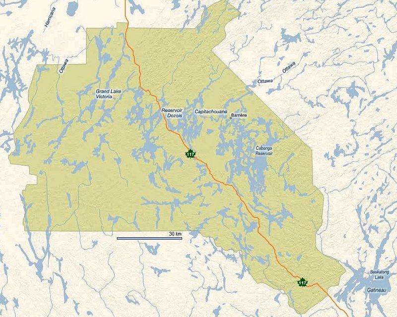 Réserve faunique de La Vérendrye Wildlife Reserve Route Map (MS Virtual Earth Maps)