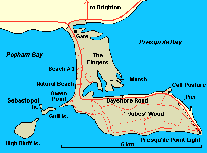 Map of Presqu'ile Provincial Park Area