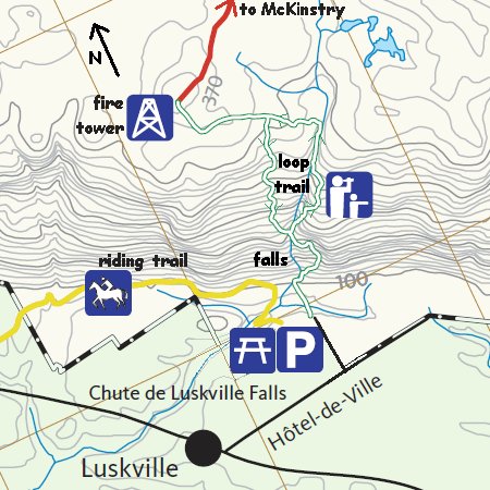 Modified Section of NCC Trail Map Showing the Luskville Falls Trail Area