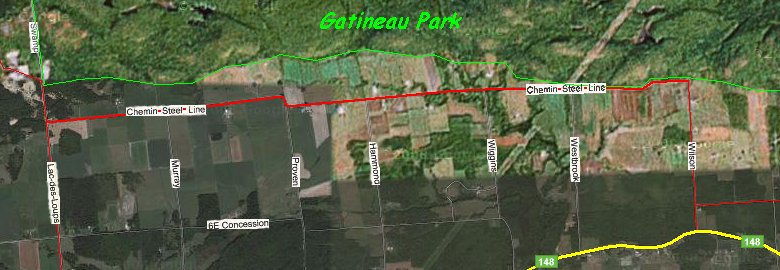 Google Satellite Image Map of the Steel Line Road (Chemin Steel Line) Area