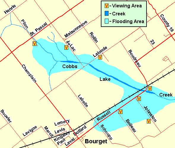 Map of Cobbs Lake Creek at Pilon Road area