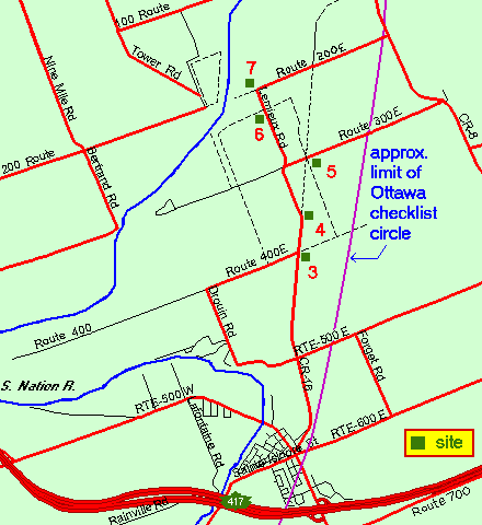 Map of Lemieux Road and Route 400E Trail area