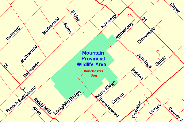 Map of the Winchester Bog Area