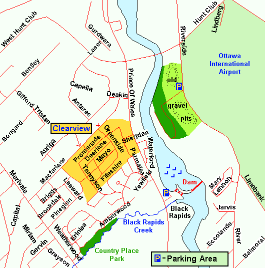 Map of the Clearview area
