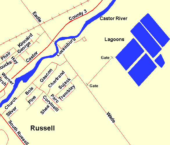 Map of Russell Sewage Lagoons area