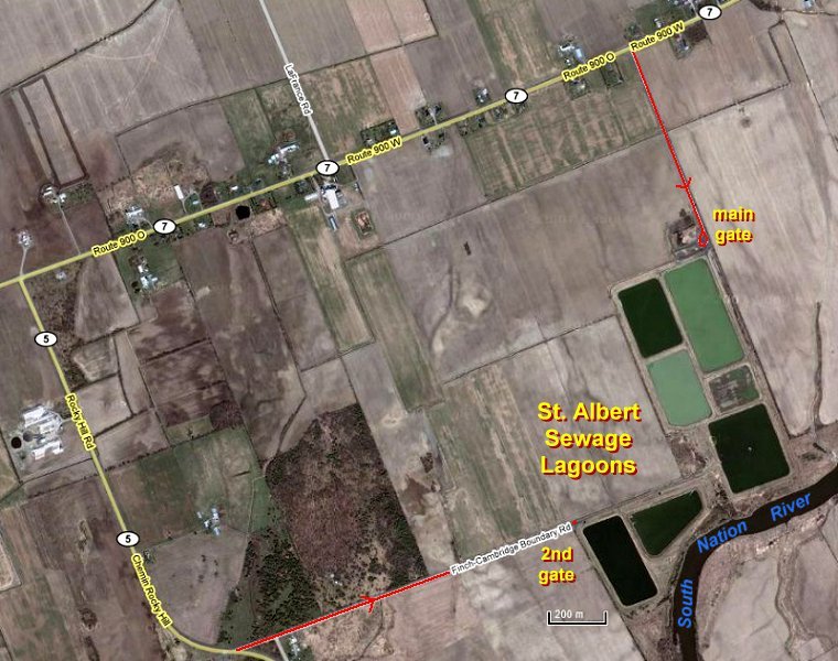Google Satellite Map of St. Albert Sewage Lagoons Area