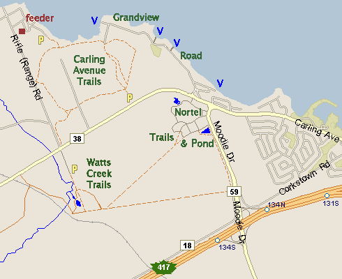 Map of the Watts Creek Trails area