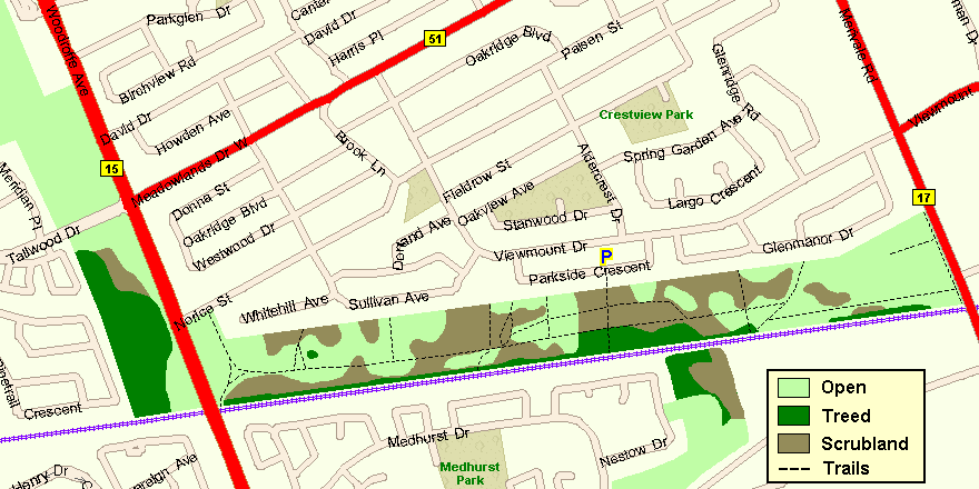 Map of the Crestview Greenspace Area