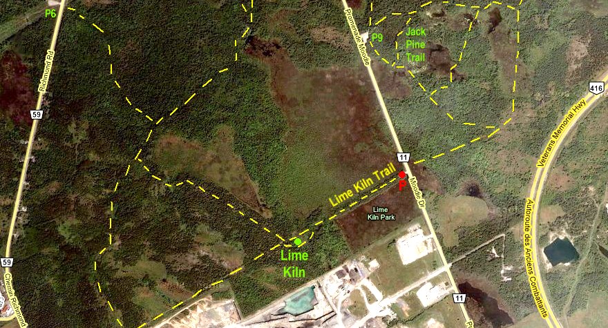 Google Satellite Map of Lime Kiln Trail Area