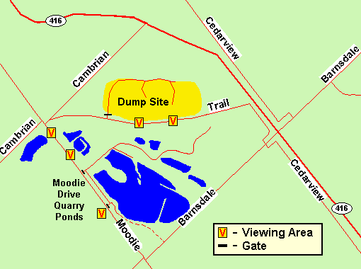 Map of Moodie Drive Quarry Ponds area
