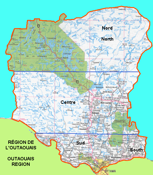 Carte de la région de l'Outaouais